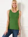 Talbots Plus Petite - Ribbed Tank Top - Olive Grove - 1x