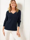Talbots Plus Petite - Ribbed V-neck Pullover Sweater - Blue - 2x