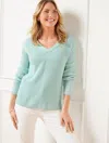 Talbots Plus Petite - Ribbed V-neck Pullover Sweater - Blue Ice - 2x