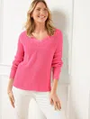 Talbots Plus Petite - Ribbed V-neck Pullover Sweater - Brilliant Rose - 2x