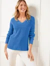Talbots Plus Petite - Ribbed V-neck Pullover Sweater - Royal Blue - 3x