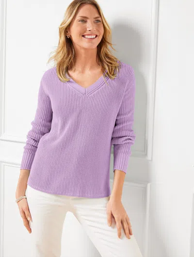 Talbots Plus Petite - Ribbed V-neck Pullover Sweater - Spring Lilac - 3x