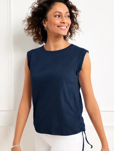 Talbots Plus Petite - Ruched Crewneck T-shirt - Blue - 1x