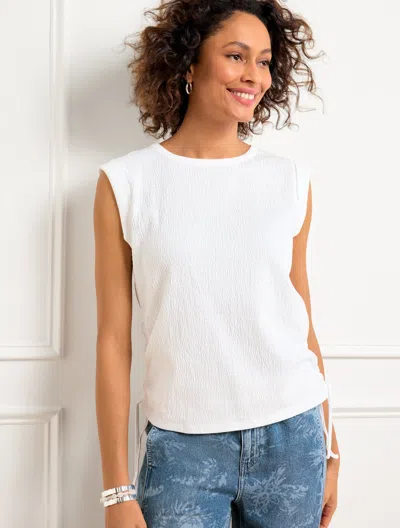 Talbots Plus Petite - Ruched Crewneck T-shirt - White - 1x