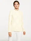 Talbots Plus Petite - Ruffle Crewneck Sweater - Argyle - Ivory - X  In White