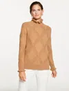 Talbots Plus Petite - Ruffle Crewneck Sweater - Argyle - Toasted Coconut - 2x  In Brown