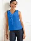 Talbots Plus Petite - Ruffle Soft Shell Sweater - Azure Blue - 3x  In Blue
