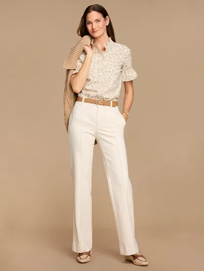 Talbots Plus Petite - Ruffle Top - Alluring Leopard - Ivory/cobblestone - 3x - 100% Cotton