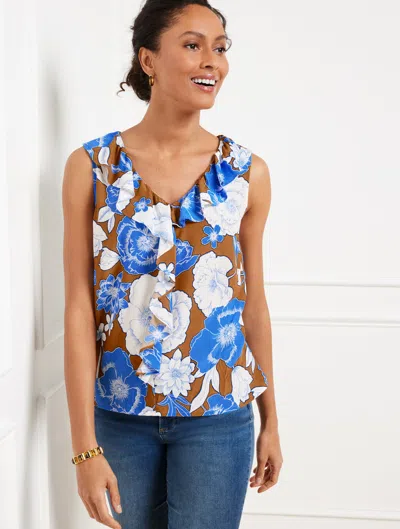 Talbots Plus Petite - Ruffle Top - Stunning Floral - Sierra Brown - 1x