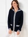 Talbots Plus Petite - Sailor Collar Cardigan Sweater - Tipped - Indigo - 3x