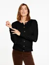 Talbots Plus Petite - Scallop Crewneck Cardigan Sweater - Black - 1x  In Black