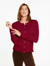 Talbots Plus Petite - Scallop Crewneck Cardigan Sweater - Port Wine - 1x  In Burgundy