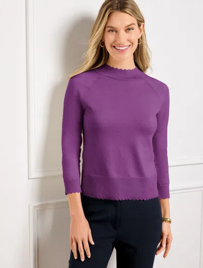 TALBOTS PLUS PETITE - SCALLOP EDGE RAGLAN SWEATER - MULBERRY WINE - 2X TALBOTS