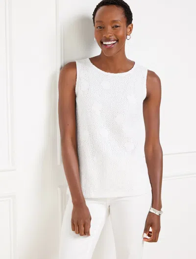 Talbots Plus Petite - Sealife Lace Tank Top - White - 1x - 100% Cotton