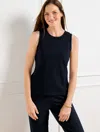Talbots Plus Petite - Seaside French Terry Crewneck Sleeveless Tank Top - Blue - 3x  In Blue