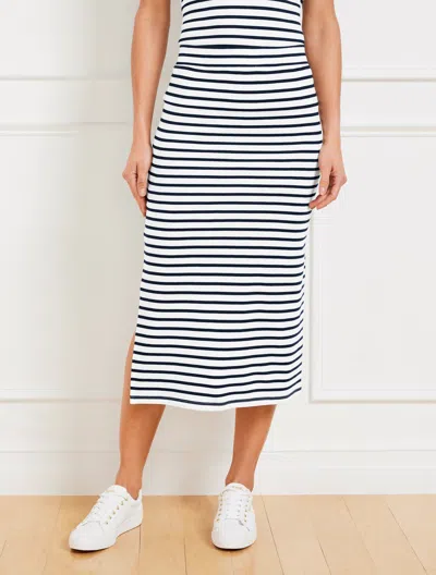 Talbots Plus Petite - Seaside French Terry Midi Skirt - White/indigo - 3x  In White,indigo