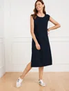 TALBOTS PLUS PETITE - SEASIDE FRENCH TERRY MIDI T-SHIRT DRESS - BLUE - 3X TALBOTS