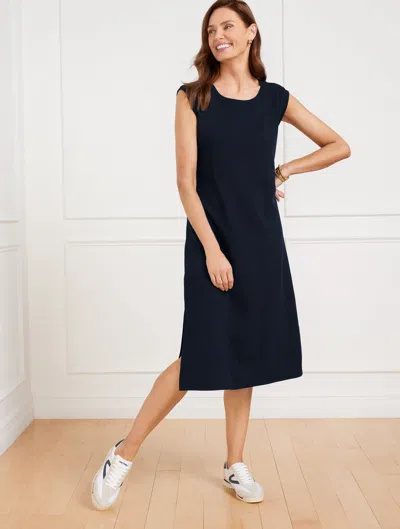 Talbots Plus Size - Seaside French Terry Midi T-shirt Dress - Blue - 2x
