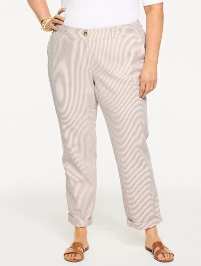 Talbots Plus Petite - Seersucker Everyday Chinos Pants - Sunshine Stripe - White/sesame - 18 - 100% Cotton T
