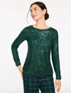 Talbots Plus Petite - Sequin Crewneck T-shirt - Highland Green - 3x
