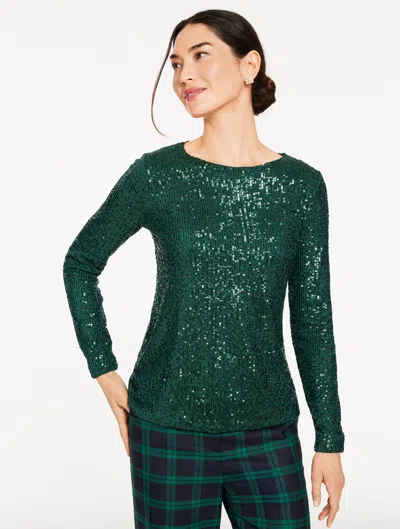 Talbots Plus Petite - Sequin Crewneck T-shirt - Highland Green - 3x
