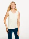 Talbots Plus Petite - Sequin Sleeveless Shell Top - Ivory - 2x  In White