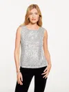 Talbots Plus Petite - Sequin Sleeveless Shell Top - Silver - 1x  In Silver