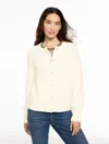 Talbots Plus Petite - Shaker Stitch Crewneck Cardigan Sweater - Ivory - X  In White