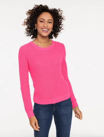 Talbots Plus Petite - Shaker Stitch Crewneck Sweater - Bright Pink - 3x
