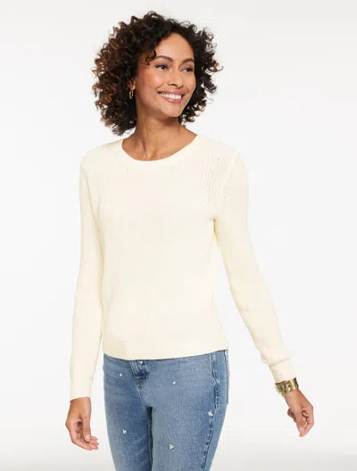 Talbots Plus Petite - Shaker Stitch Crewneck Sweater - Ivory - 3x  In White