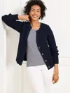 Talbots Plus Petite - Shaker Stitch V-neck Cardigan Sweater - Blue - 2x - 100% Cotton