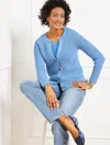 Talbots Plus Size - Shaker Stitch V-neck Cardigan Sweater - Blue Wave Heather - 3x - 100% Cotton