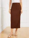 Talbots Plus Petite - Sharkskin Linen Pencil Skirt - Dark Walnut - 22  In Dark Walnut