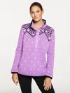 Talbots Plus Petite - Sherpa Mockneck Pullover Sweater - Diamond Fair Isle - Lavender - 2x  In Purple