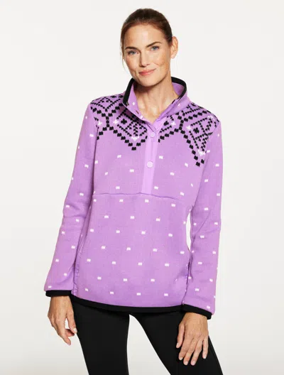 Talbots Plus Petite - Sherpa Mockneck Pullover Sweater - Diamond Fair Isle - Lavender - 2x  In Purple