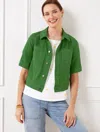 Talbots Plus Petite - Short Sleeve Jean Jacket - Colors - Olive Grove - X