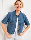Talbots Plus Petite - Short Sleeve Jean Jacket - Lucia Wash - 2x  In Lucia Wash