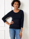 Talbots Plus Petite - Side Ruched Scoop Neck T-shirt - Blue - 2x  In Blue