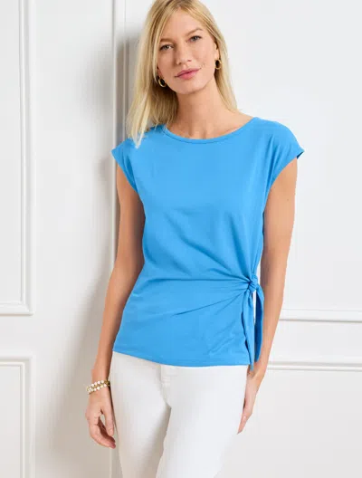 Talbots Plus Petite - Side Tie Crewneck T-shirt - Lakeside Blue - 3x