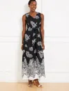 Talbots Plus Petite - Side Tie Maxi Dress - Floral Paisley - Black/white - 16 - 100% Cotton  In Black,white