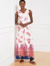 Talbots Plus Petite - Side Tie Maxi Dress - Floral Paisley - White/pink - 22 - 100% Cotton  In White,pink