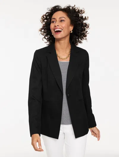 Talbots Plus Petite - Single Button Twill Blazer - Black - 16  In Animal Print