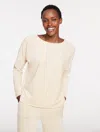 Talbots Plus Petite - Sky Lounge Velour Dolman Sleeve Pullover Sweater - Ivory - 2x  In White
