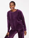 Talbots Plus Petite - Sky Lounge Velour Dolman Sleeve Pullover Sweater - Purple Garnet - 2x  In Purple