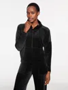 Talbots Plus Petite - Sky Lounge Velour Half-zip Pullover Sweater - Black - X  In Black