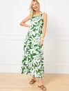 Talbots Plus Petite - Sleeveless Maxi A-line Jersey Dress - Botanical Paradise - Olive Grove/white - 3x - 10
