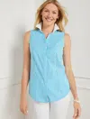 Talbots Sleeveless Non-iron Perfect Shirt - Castline Stripe - Biscayne Blue - 22  In Biscayne Blue