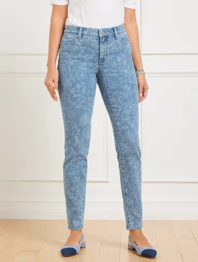 Talbots Plus Petite - Slim Ankle Jeans - Linear Garden - Mid Wash Blue - 22