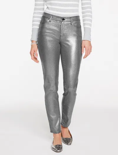 Talbots Plus Petite - Slim Ankle Jeans - Pewter Foil - Pewter Metallic Foil - 22  In Silver