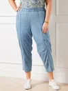 Talbots Plus Petite - Slim Crop Pants - Chambray - Blue Chambray - 1x - 100% Cotton  In Blue Chambray